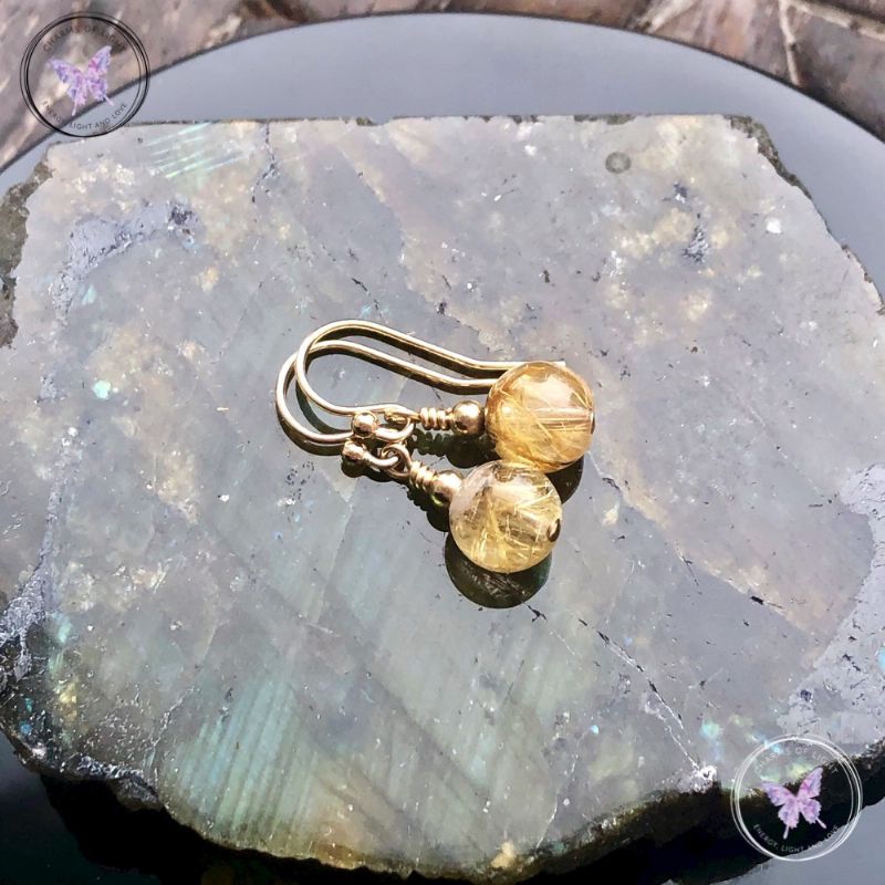 Golden Rutilated Quartz Gold Earrings